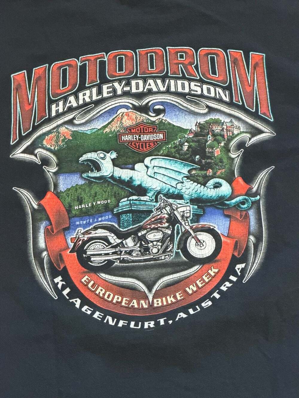 Harley-Davidson Motorcycles Flames T-Shirt XL Black Men's Motodrom European Bike - Picture 7 of 7
